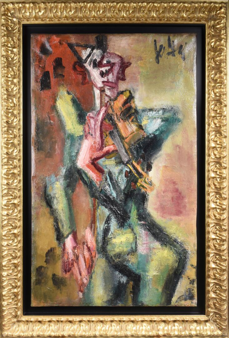 Null GEN PAUL (1895-1975) 
" Clown violoniste "
Huile sur toile signée en haut à&hellip;