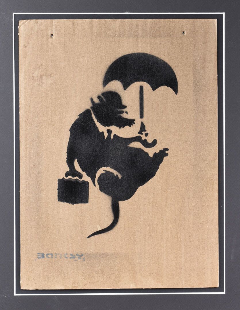 Null BANKSY (Né en 1974)
"City Rat"
Pochoir sur carton signé au tampon en bas à &hellip;