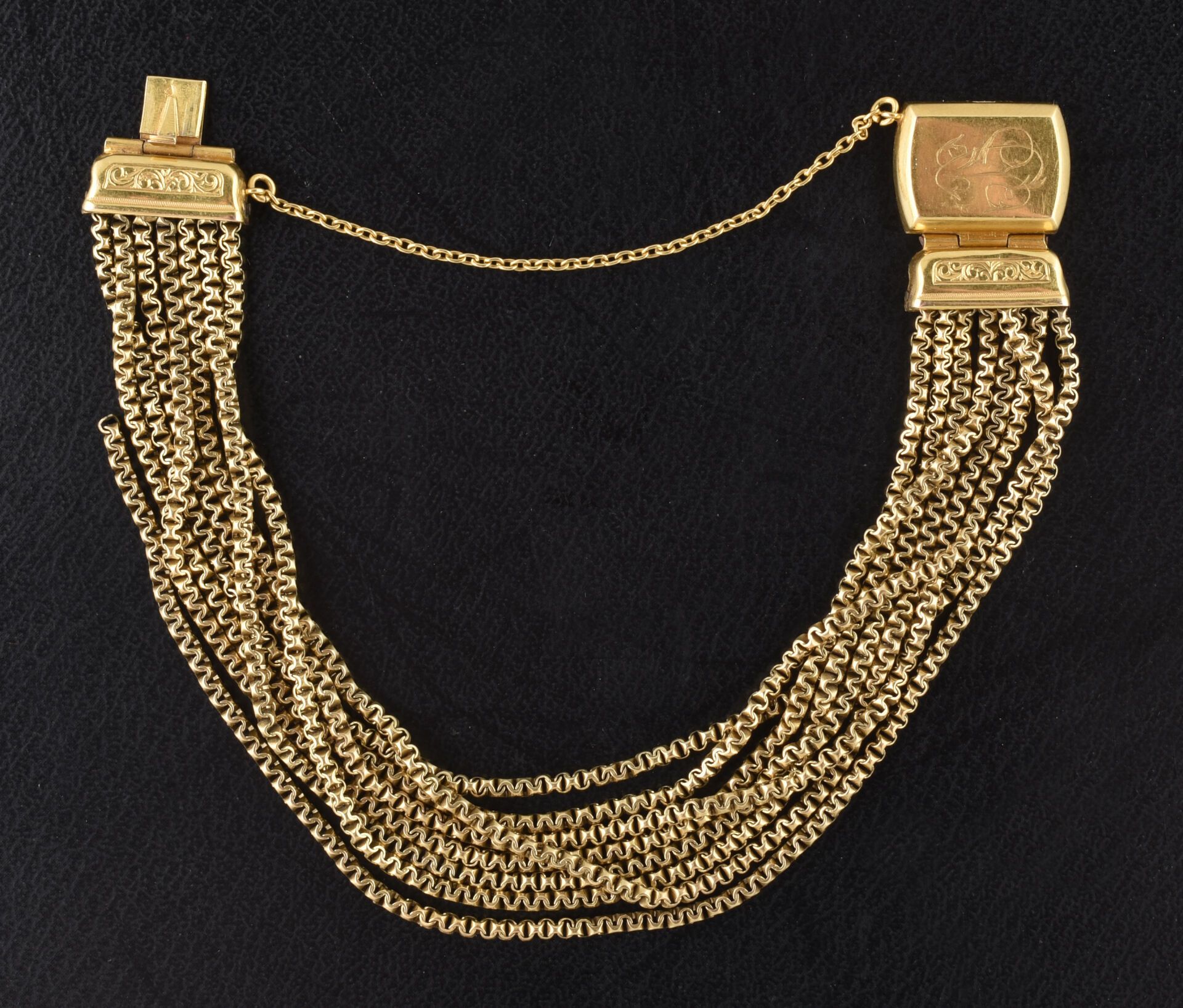 Null Pulsera de cadena de oro amarillo de 18 quilates con 8 filas de eslabones d&hellip;
