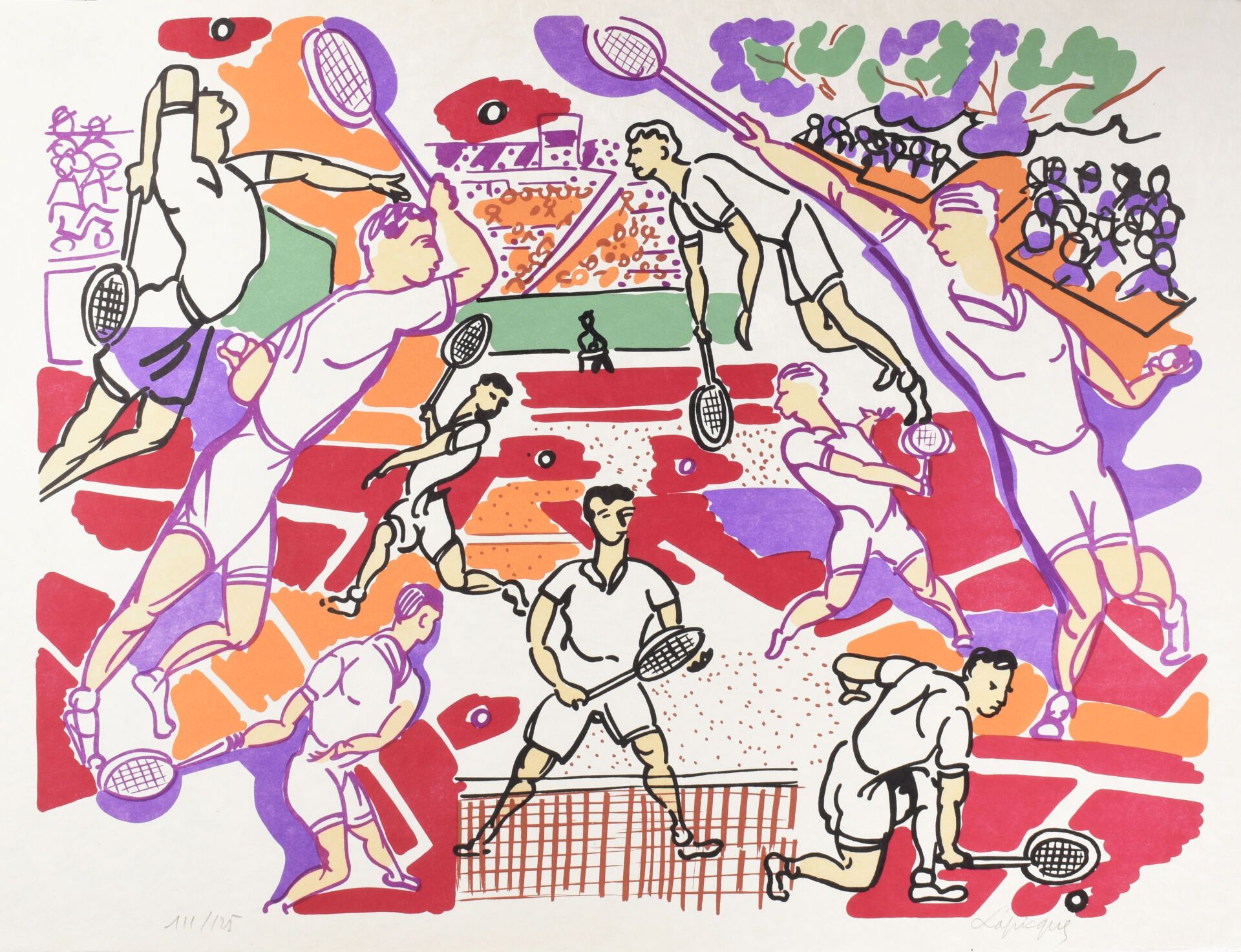 Null LAPICQUE Charles (1898-1988)
"Tennis" (1965)
Litografia a colori su carta g&hellip;