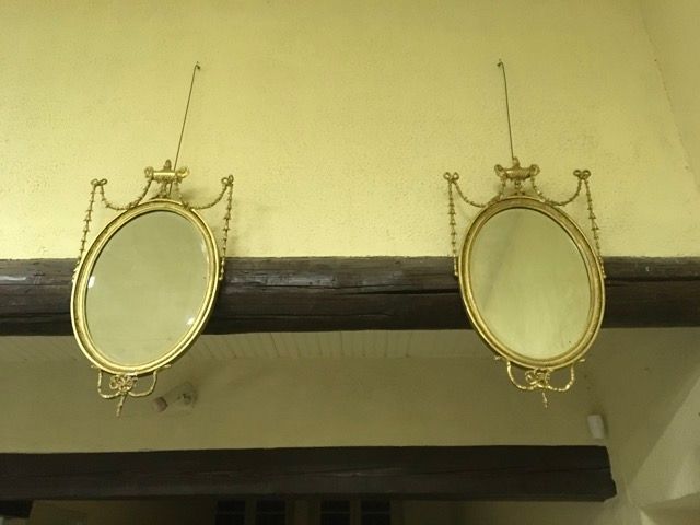 Null Paar englische ovale Spiegel im Geschmack von Robert ADAM in Holz und vergo&hellip;