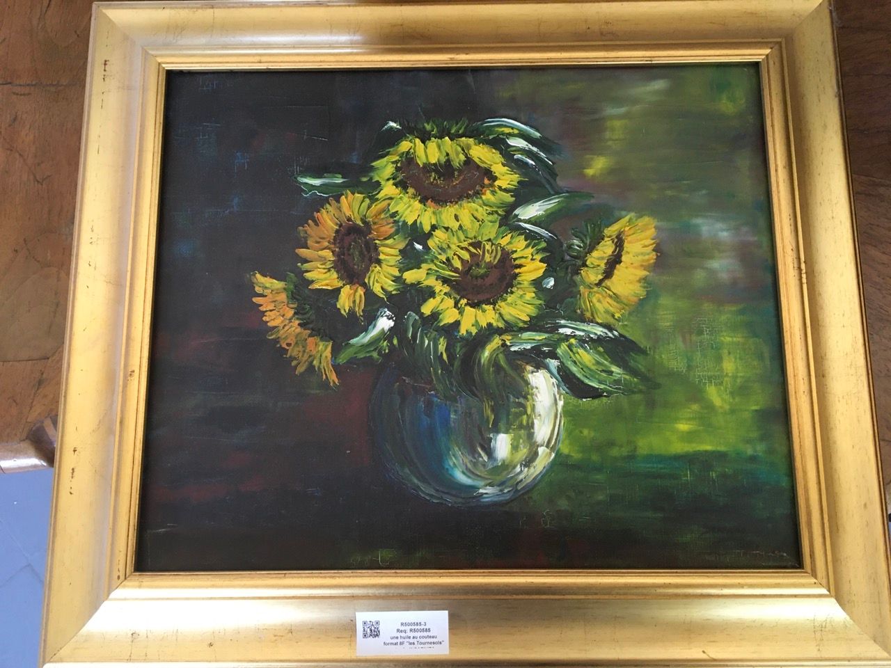 INCARNITA 签名为 "INCARNITA "的有框刀刻油画《向日葵》，规格为8F。
