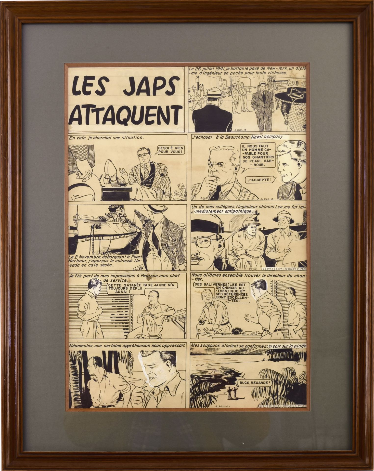 Hubinon, Victor & Troisfontaine, Georges 巴克-丹尼
出色的原版印度墨板#1，来自第一张专辑 "Les Japs Att&hellip;
