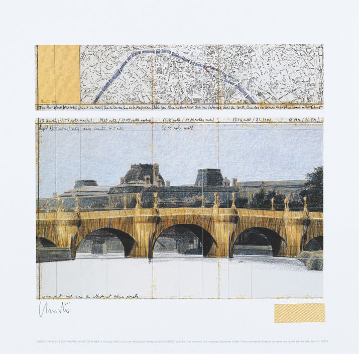 CHRISTO (1935-2020) THE PONT NEUF WRAPPED, PROJECT FOR PARIS, 1985
纸上彩色胶印，右下方有一块&hellip;