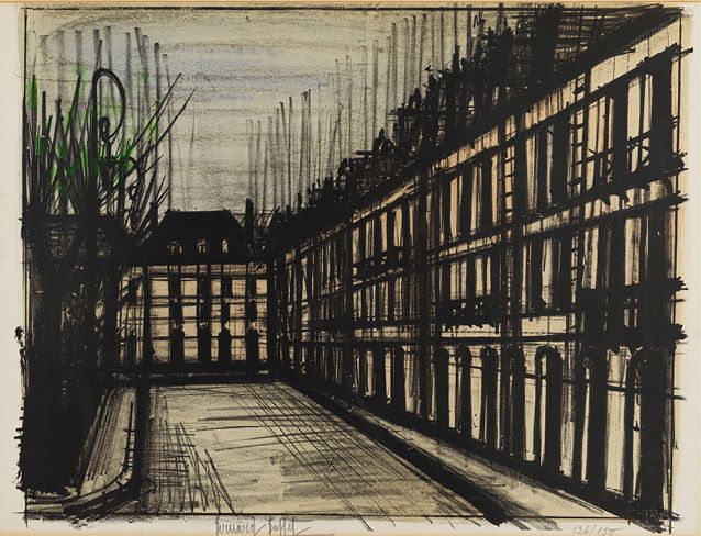 Bernard BUFFET (1928-1999) LA PLACE DES VOSGES, 1962 (Sorlier, 32)
六色石板画，印在Rives&hellip;