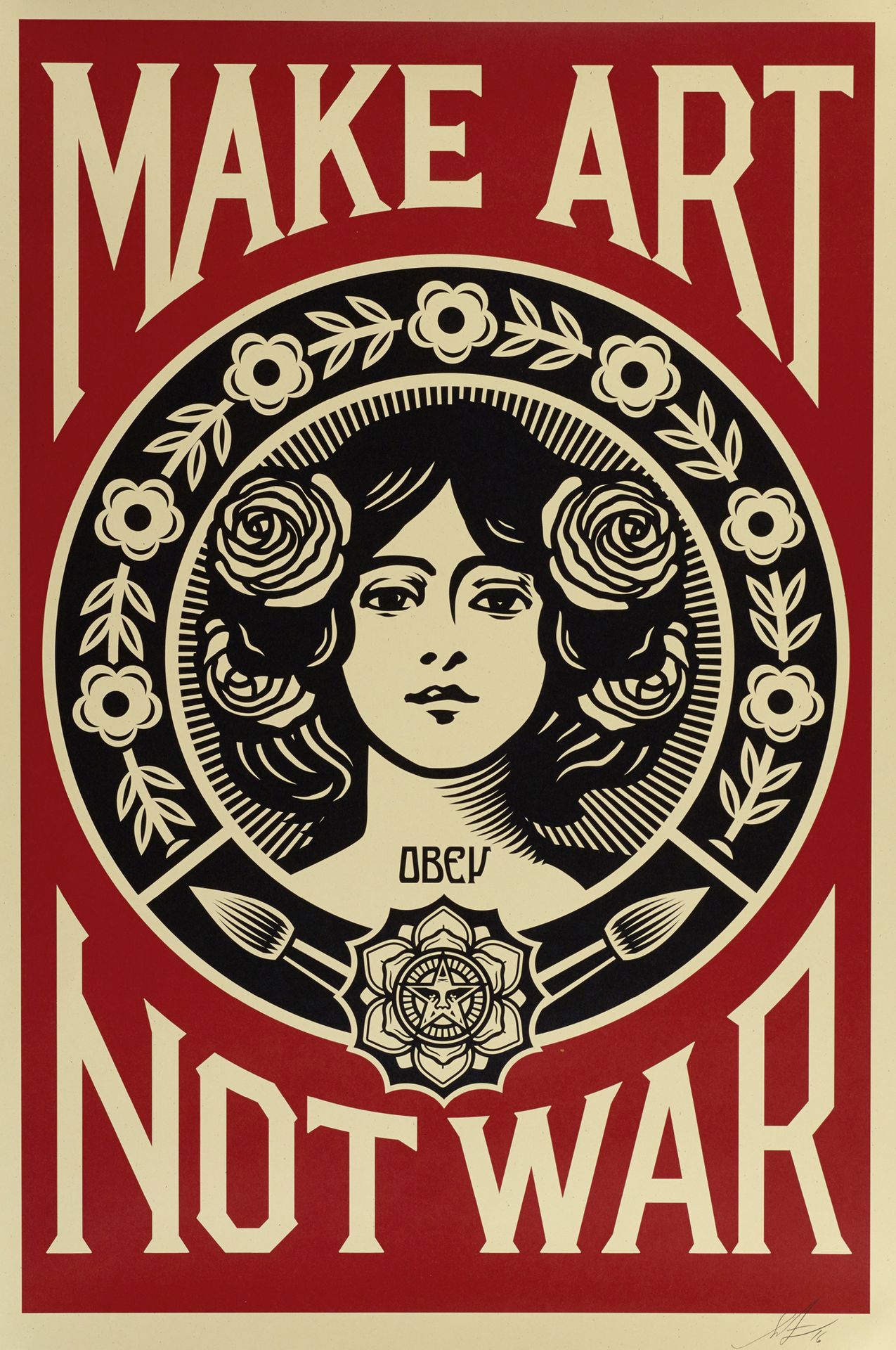 SHEPARD FAIREY (OBEY GIANT DIT) (NE EN 1970) MAKE ART NOT WAR, 2020
彩色丝网印刷，有签名和日&hellip;