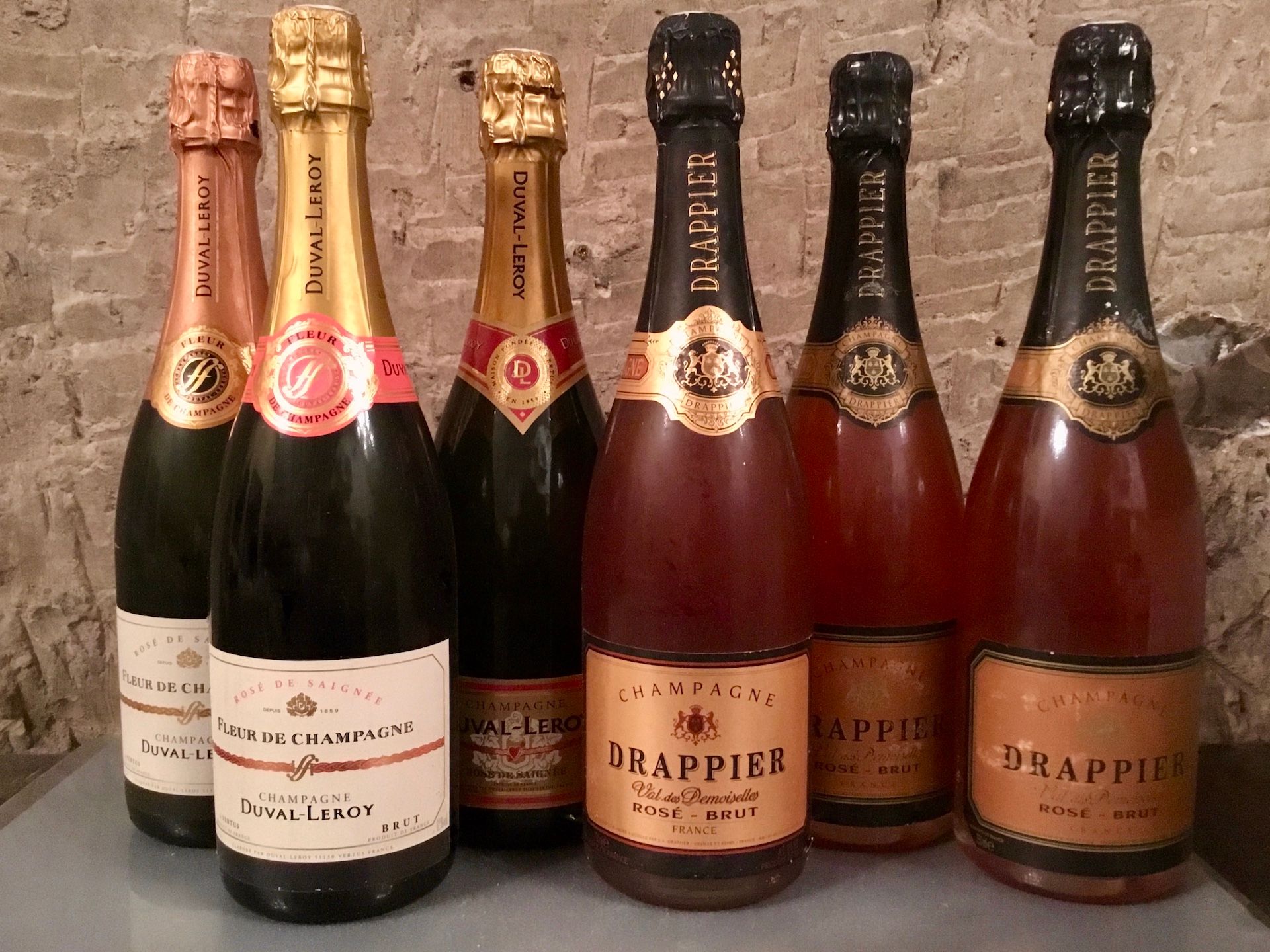 Null 6 bottles CHAMPAGNE rosé, (3 Drappier, 3 Duval-Leroy rosé de saignée)