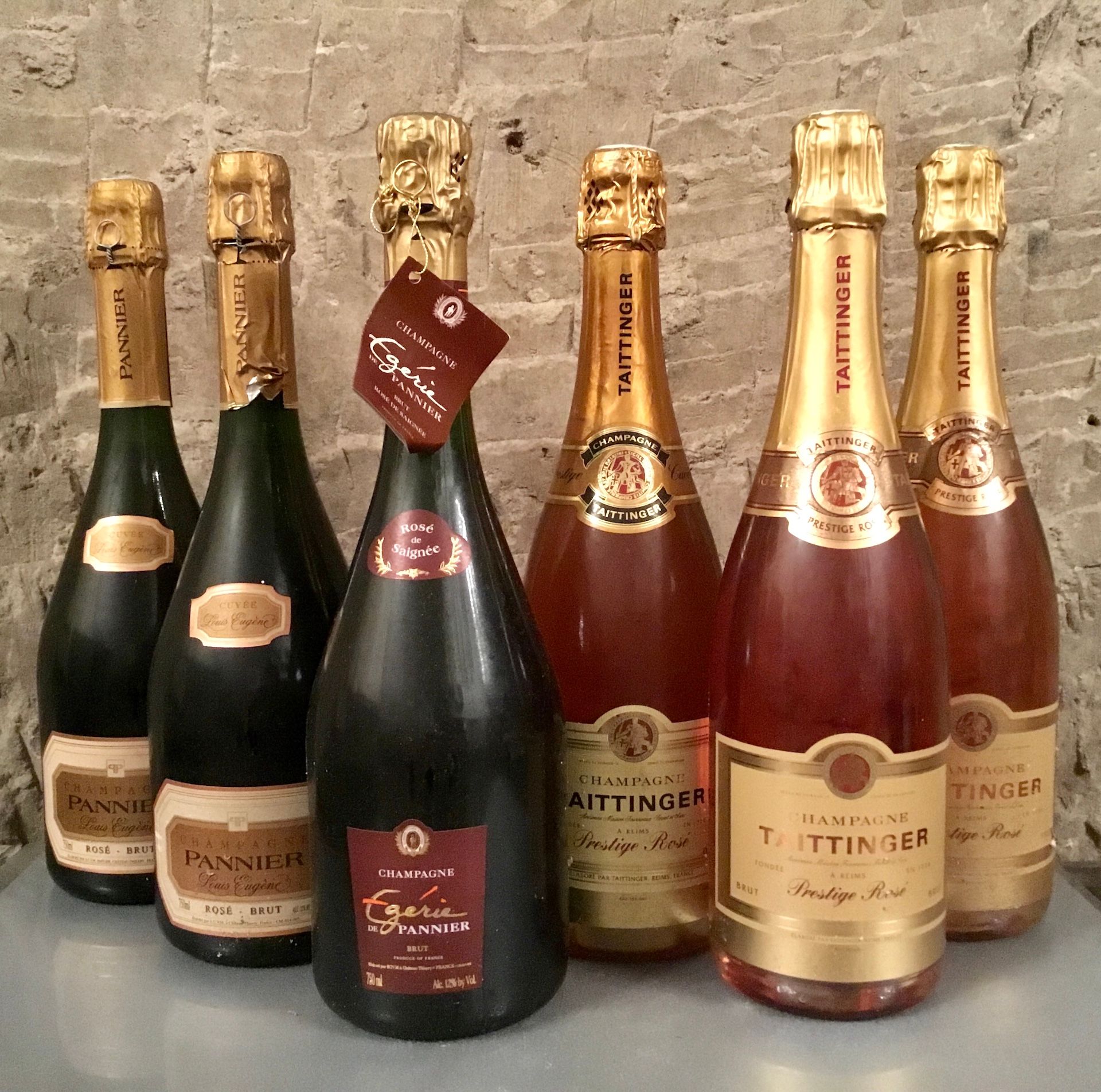 Null 6 bouteilles CHAMPAGNE rosé, (3 Taittinger, 3 Pannier, 1 Égérie, 2 Louis-Eu&hellip;