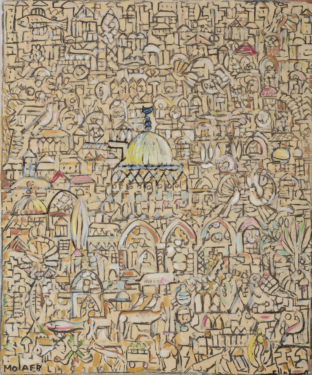 Jamil MOLAEB (né en 1948) 无题，2021
来自耶路撒冷系列
布面油画
左下方签名
60 x 50 cm - 23.62 x 19.68&hellip;