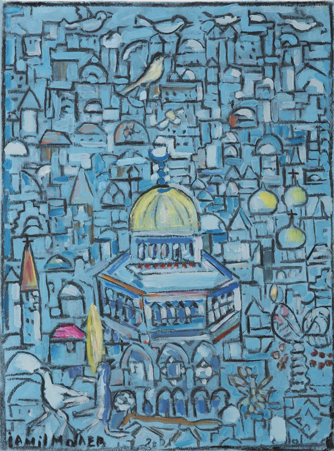 Jamil MOLAEB (né en 1948) 无题，2021
来自耶路撒冷系列
布面油画
左下方签名
40 x 30 cm - 15.74 x 11.81&hellip;