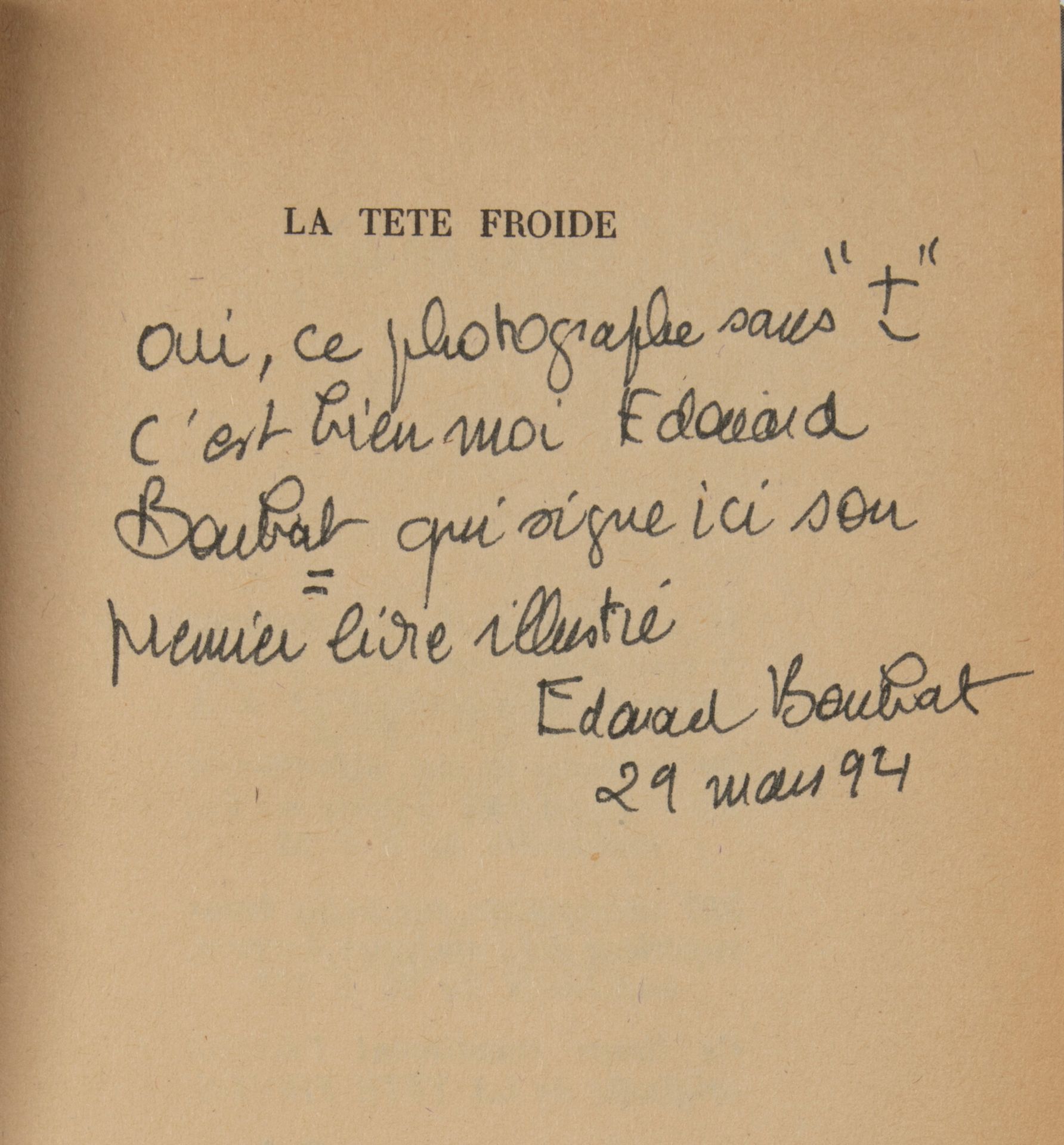 BOUBAT Edouard - CRÉGUT Robert. La tête froide. Le Soleil noir, 1952, avec huit &hellip;