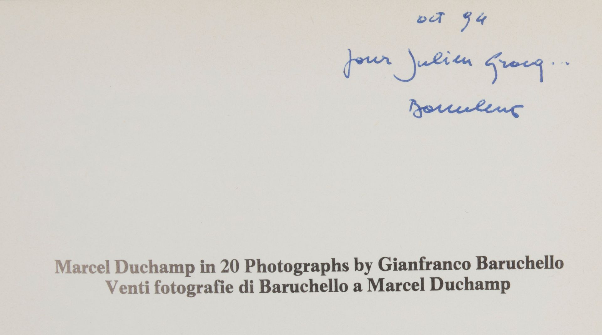 BARUCHELLO Gianfranco. Marcel Duchamp in 20 Fotografien. Gragory Fotografia, Rom&hellip;