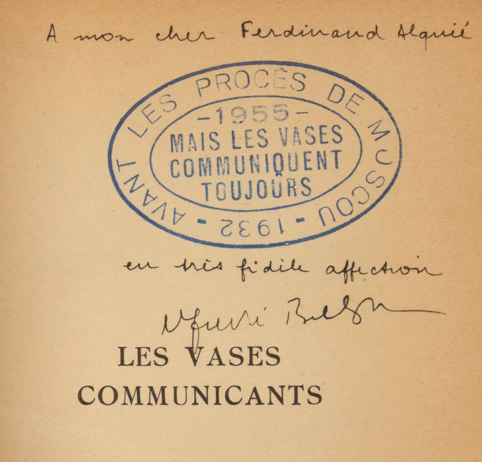 BRETON André. Les vases communicants. Paris, Gallimard, 1955. In-12, broché.
Nou&hellip;