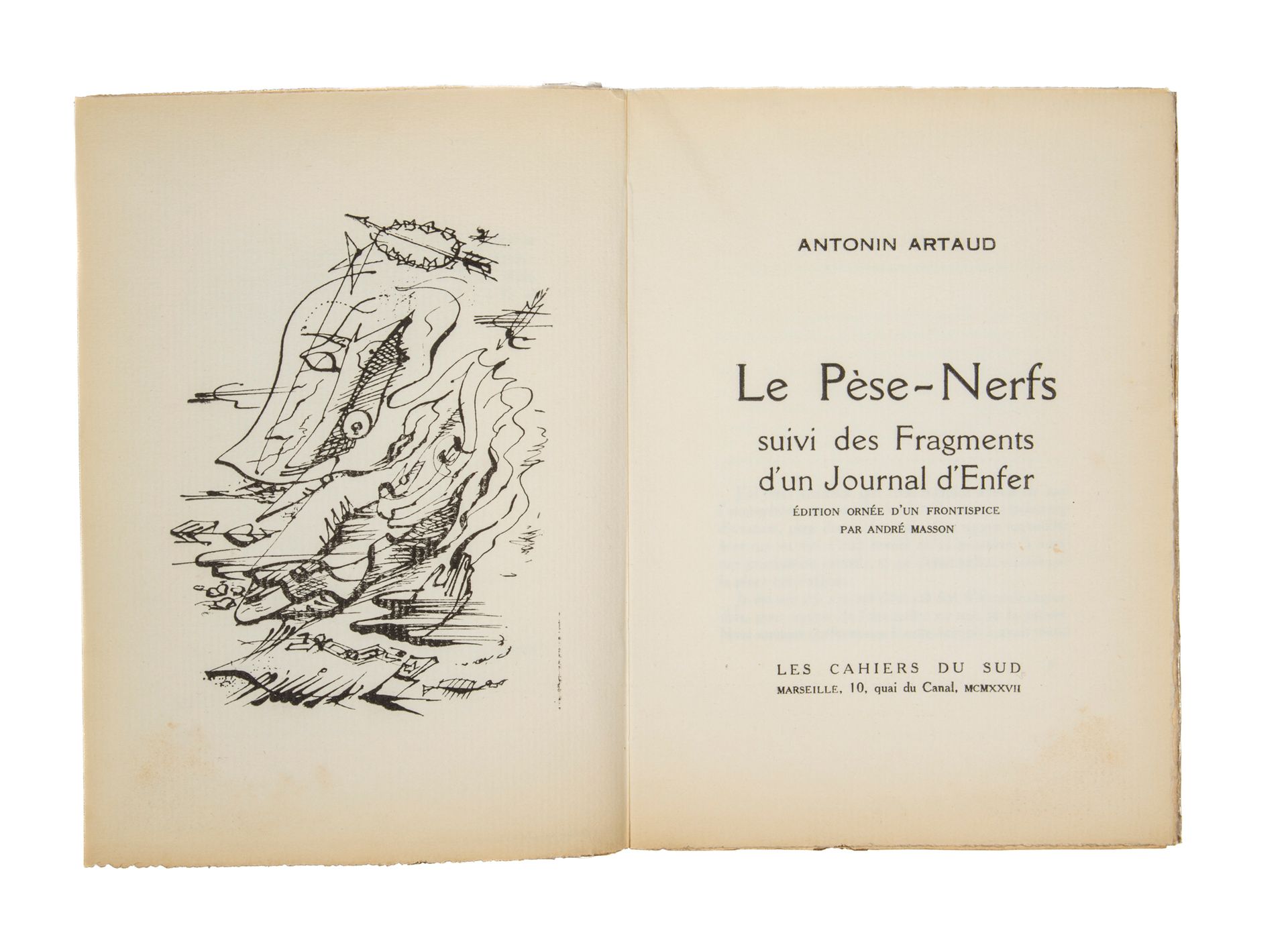 ARTAUD Antonin. Le Pèse-Nerfs. Les cahiers du Sud, Marseille, 1927. In-8, broché&hellip;