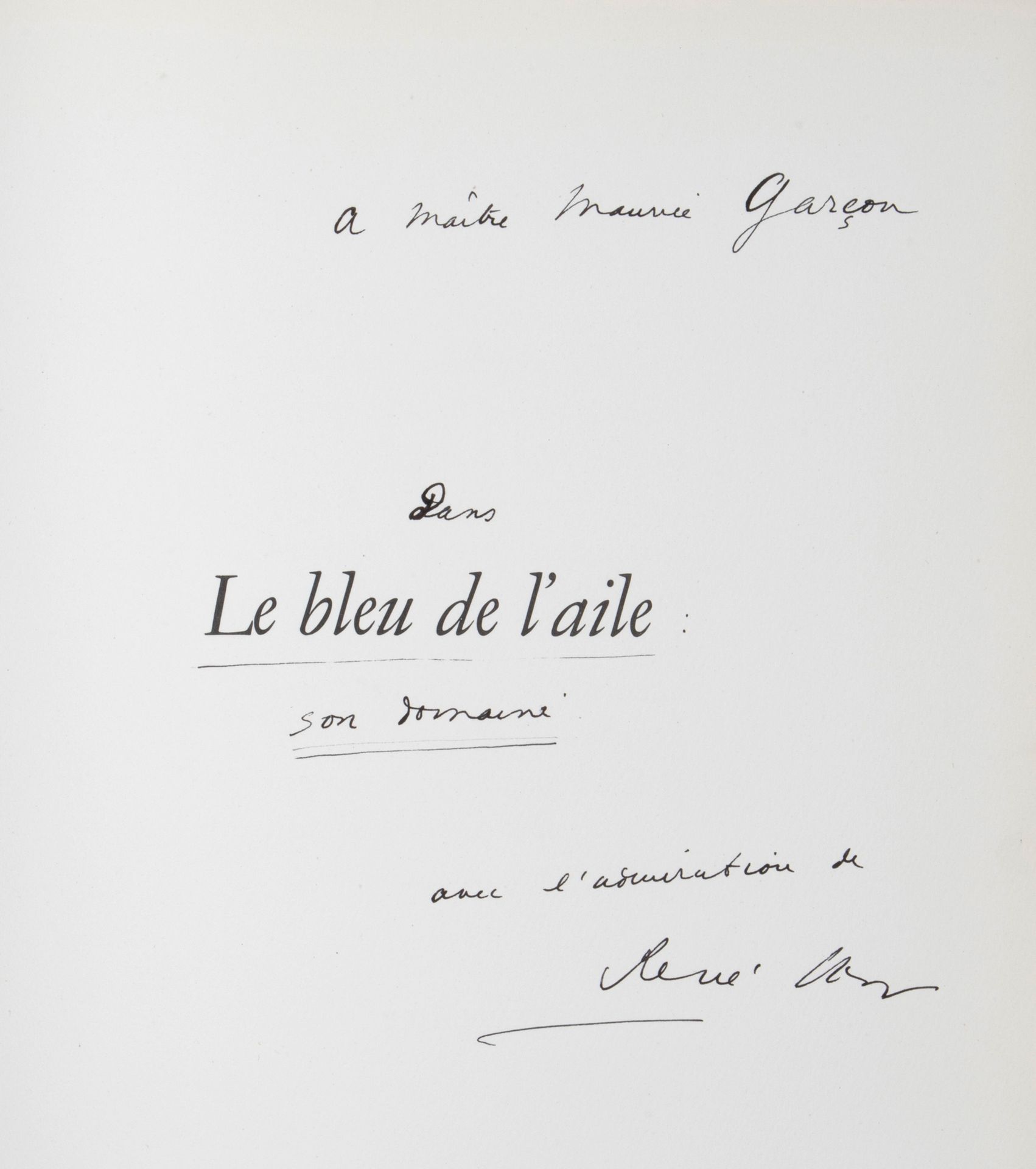 CHAR René. Le Bleu de l'aile，蒂吉-吉卡的诗，雷内-查尔翻译。Cahiers d'Art, 1948.四开本，平装本。
第一版，附有&hellip;