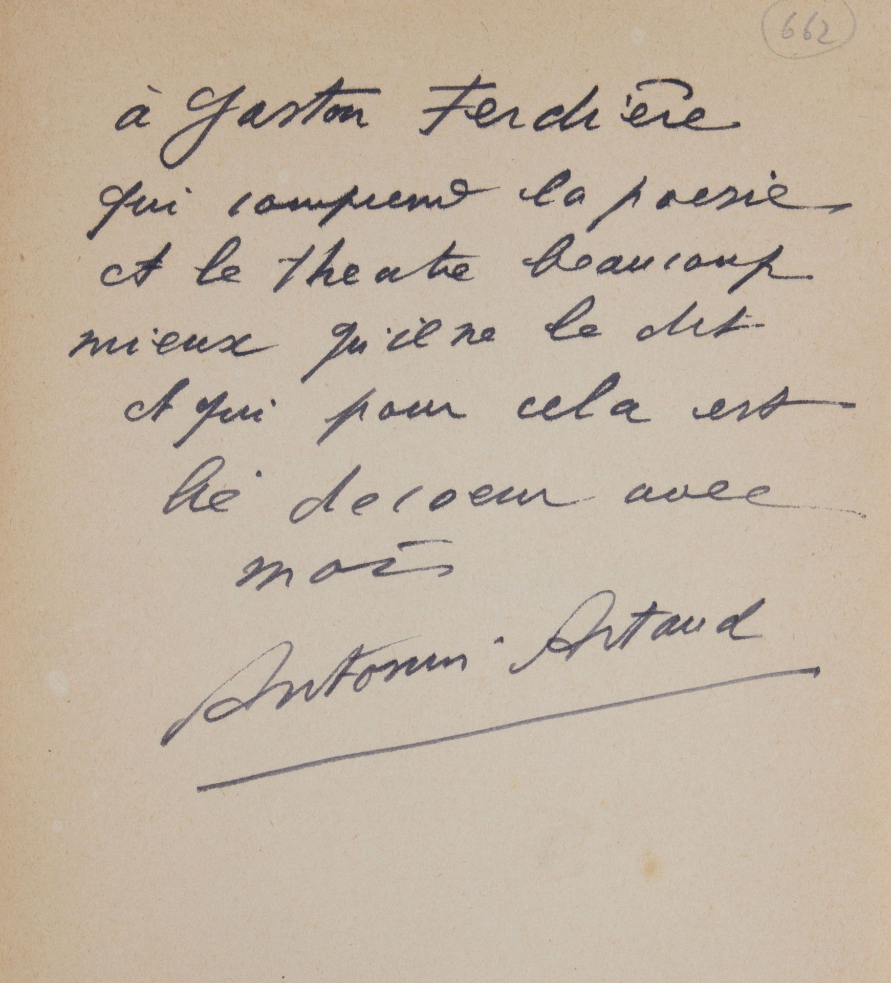 ARTAUD Antonin. Le Théâtre et son double.巴黎，Gallimard，1938年。8开本，平装本。
第一版。
签署的亲笔信&hellip;
