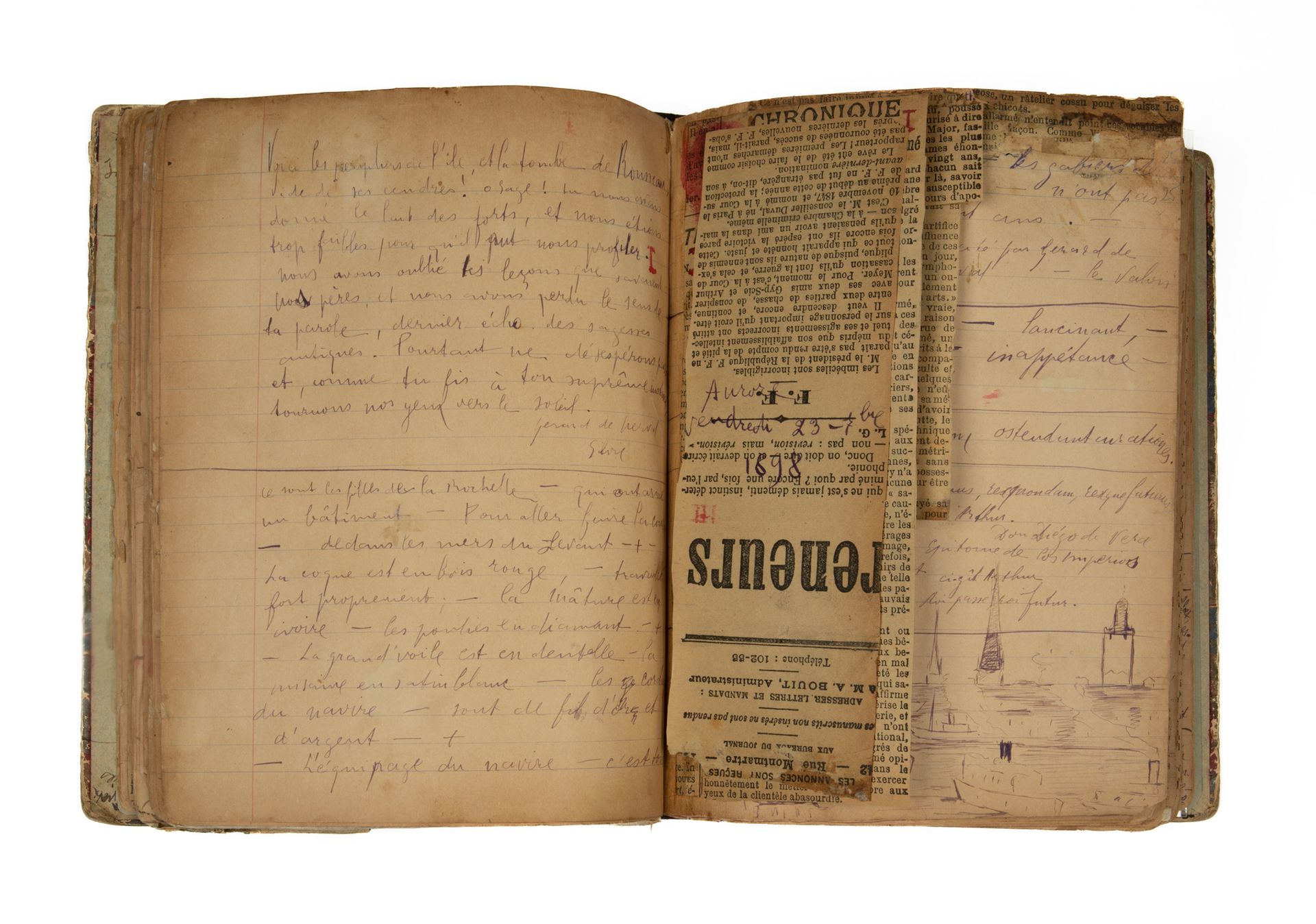 APOLLINAIRE Guillaume. Cuaderno de notas, citas, recortes de prensa (1897-1899).&hellip;