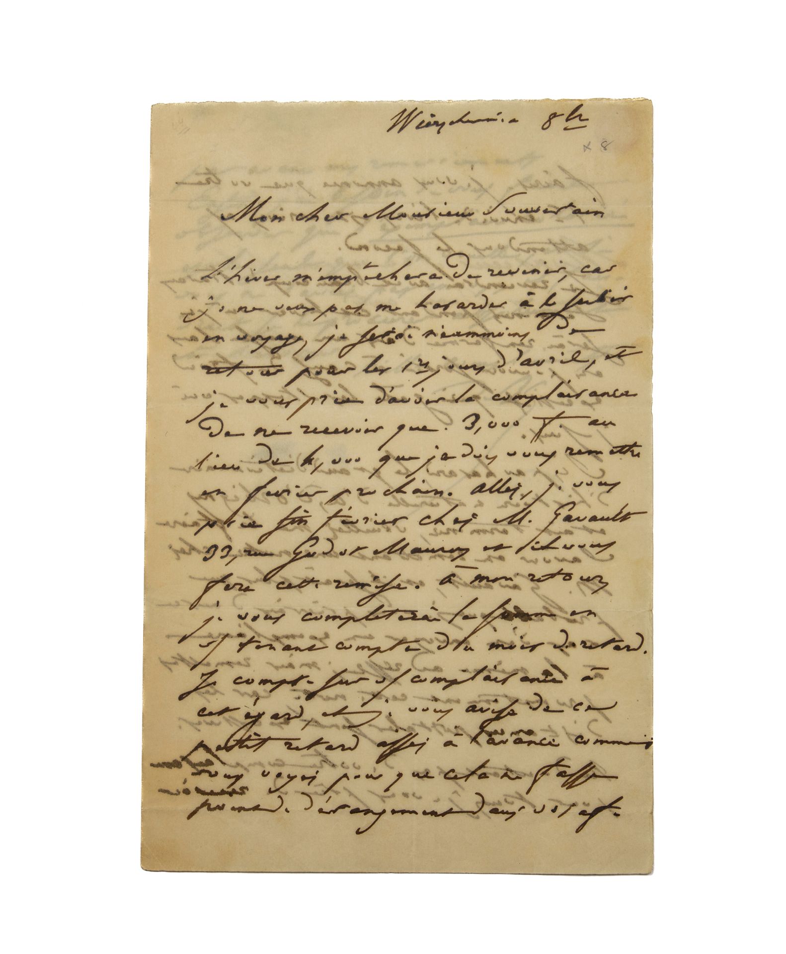 BALZAC Honoré de. Carta autógrafa firmada a Hippolyte Souverain. 2 páginas en 8,&hellip;