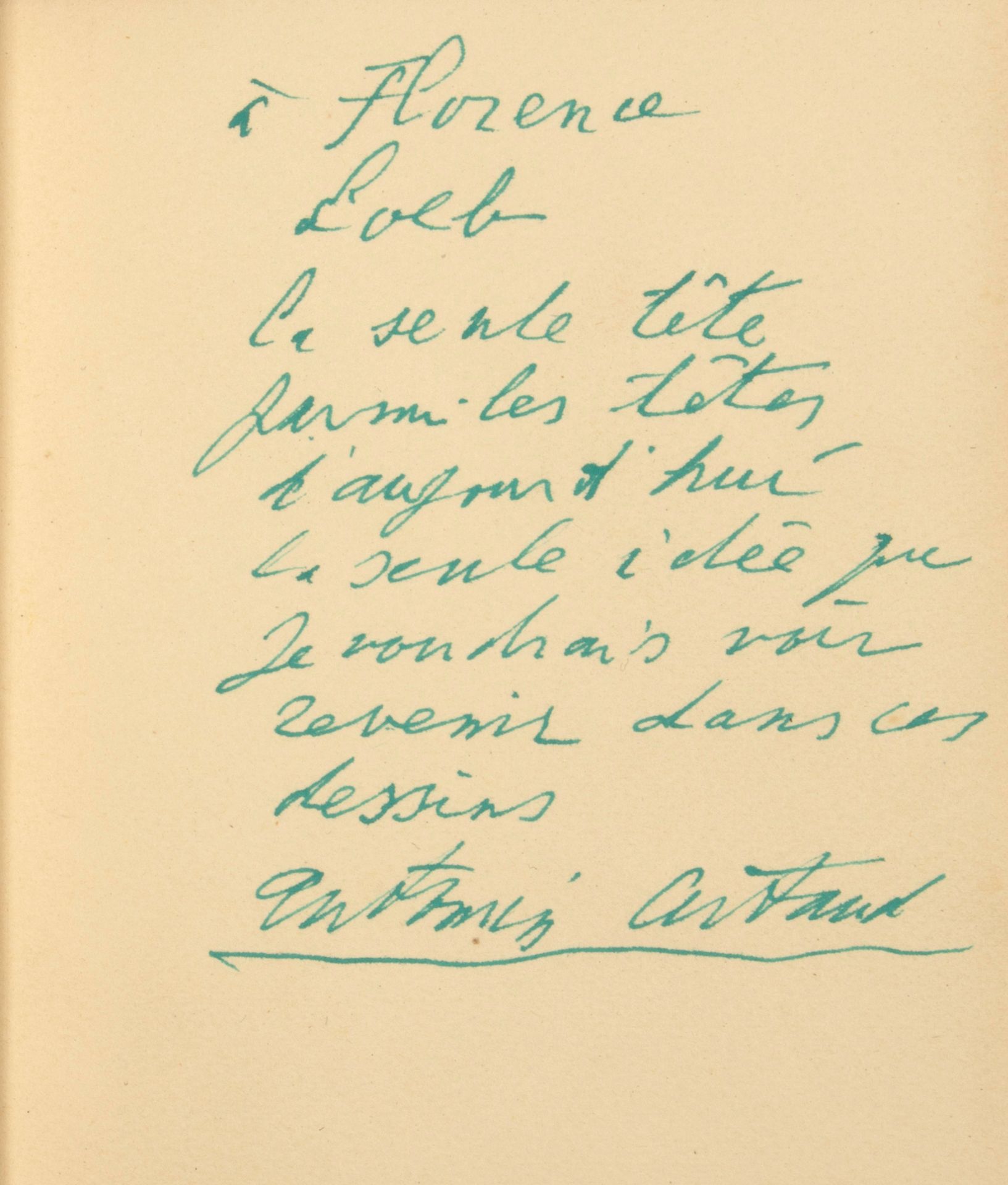 ARTAUD Antonin. Artaud le Momo. Bordas, 1947.12英寸全紫色小牛皮，书脊有金色标题。
 （Florence Loeb&hellip;