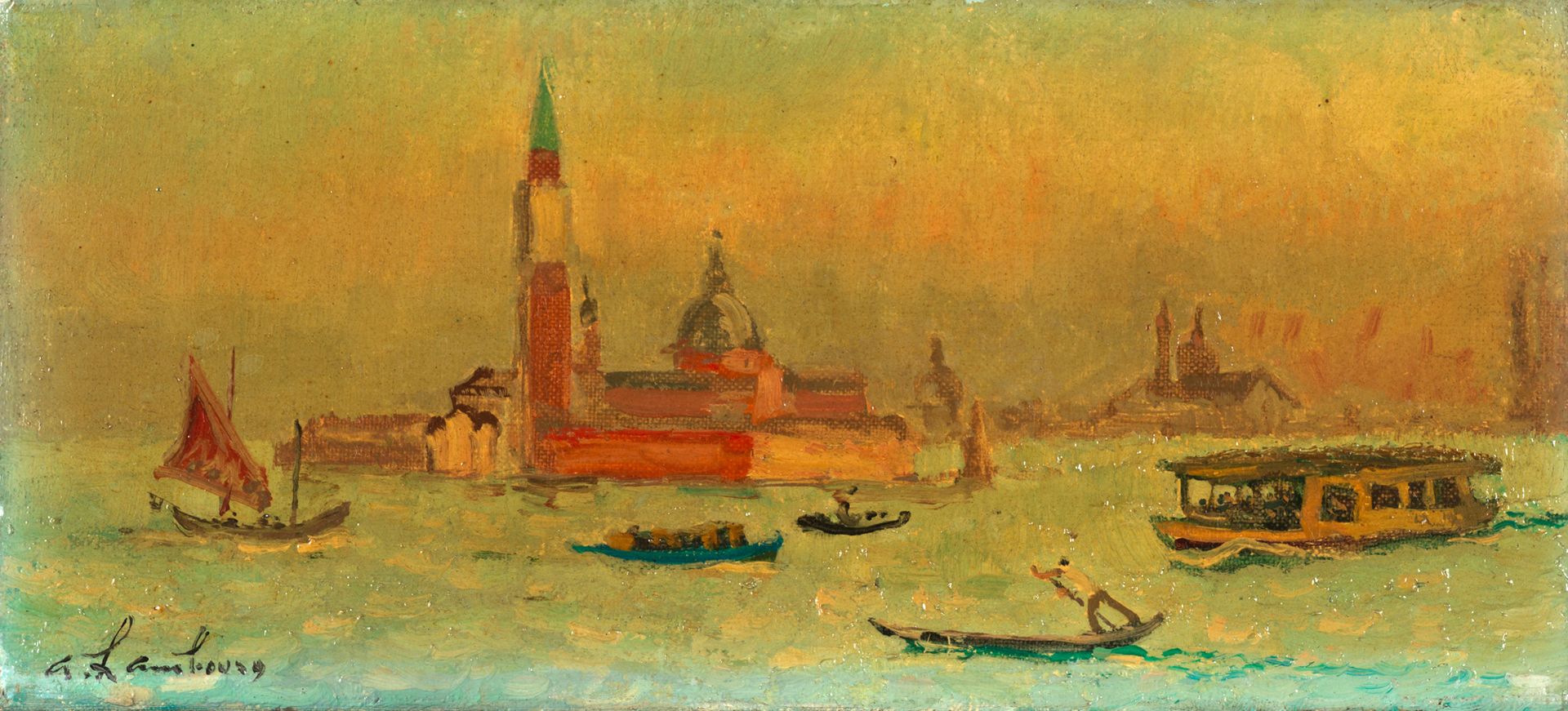 André HAMBOURG (1909-1999) L'APRES-MIDI A VENISE, 1959
布面油画 左下方签名
背面有标题和日期 10,5 &hellip;