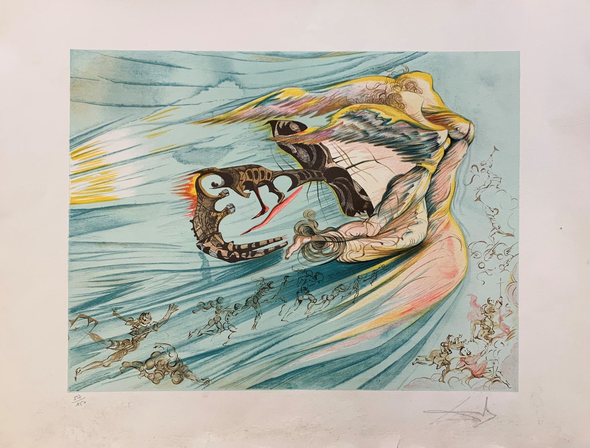 Salvador DALI (1904-1989) ANAMORPHOSIS OF LINCOLN Lithograph in colors on Arches&hellip;