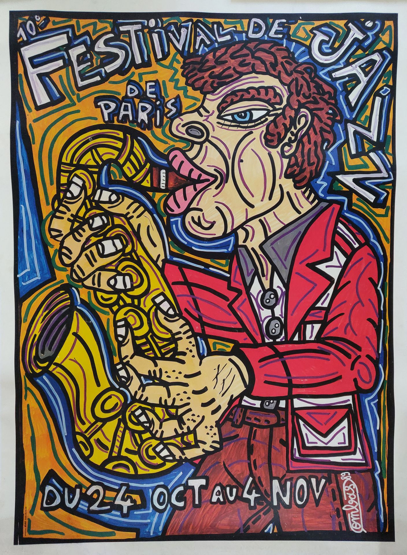 Robert COMBAS (Né en 1957) PARIS JAZZ FESTIVAL, 1989
Poster a colori con tela
Im&hellip;