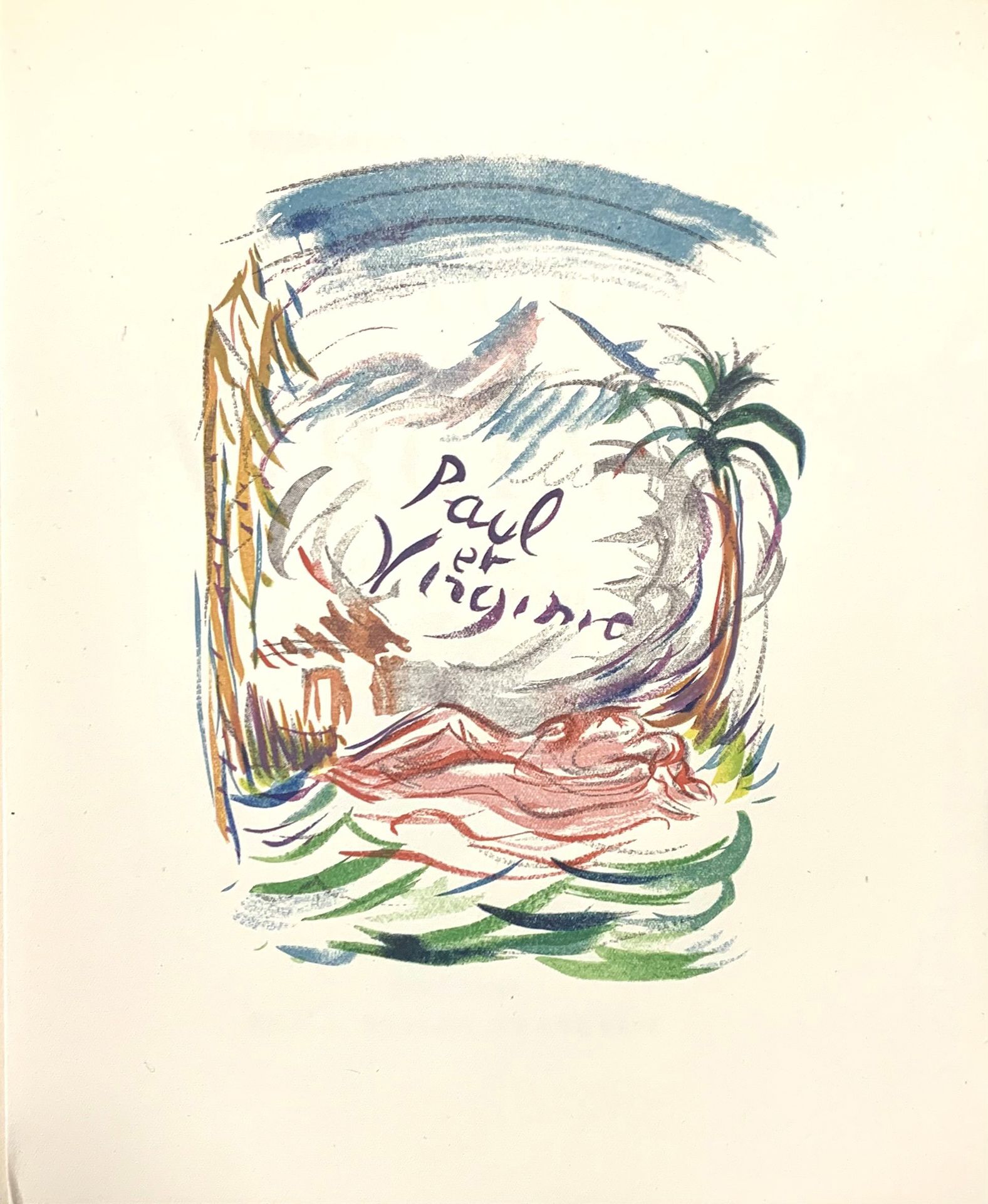Othon FRIESZ (1879-1949) PAUL ET VIRGINIE, 1947
彩色木刻插图
编号为15个中的第6个，包括一套独立的插图
法国之&hellip;