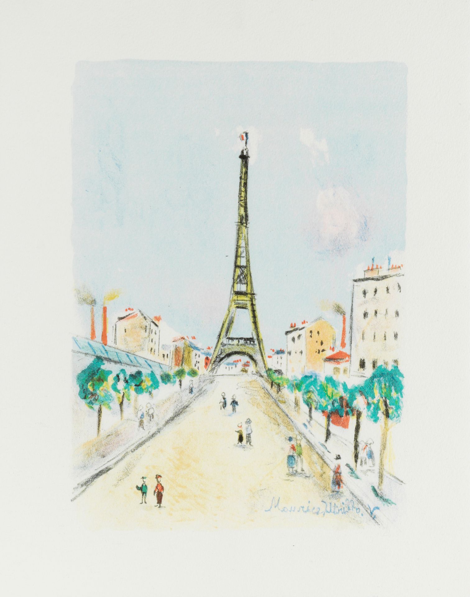 Maurice UTRILLO (1883-1985) LA TOUR EIFFEL, 1955
石版画，拱形牛皮纸
在版上签名
Atelier Mourlot&hellip;