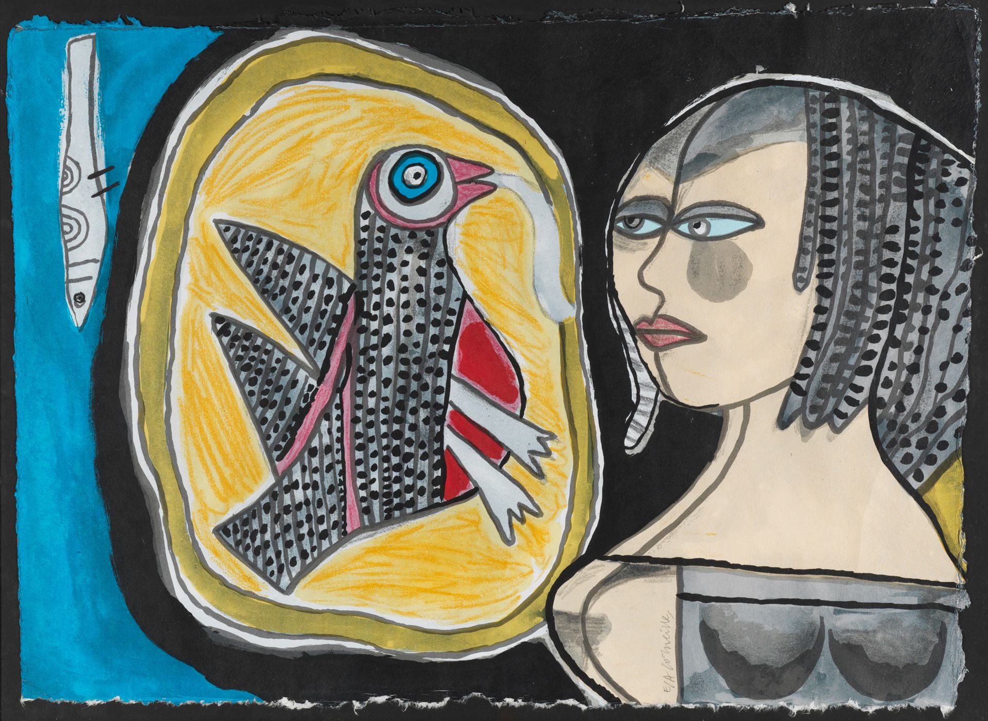 CORNEILLE (GUILLAUME CORNELIS VAN BEVERLOO DIT) (1922-2010) WOMAN AND BIRD
Engra&hellip;