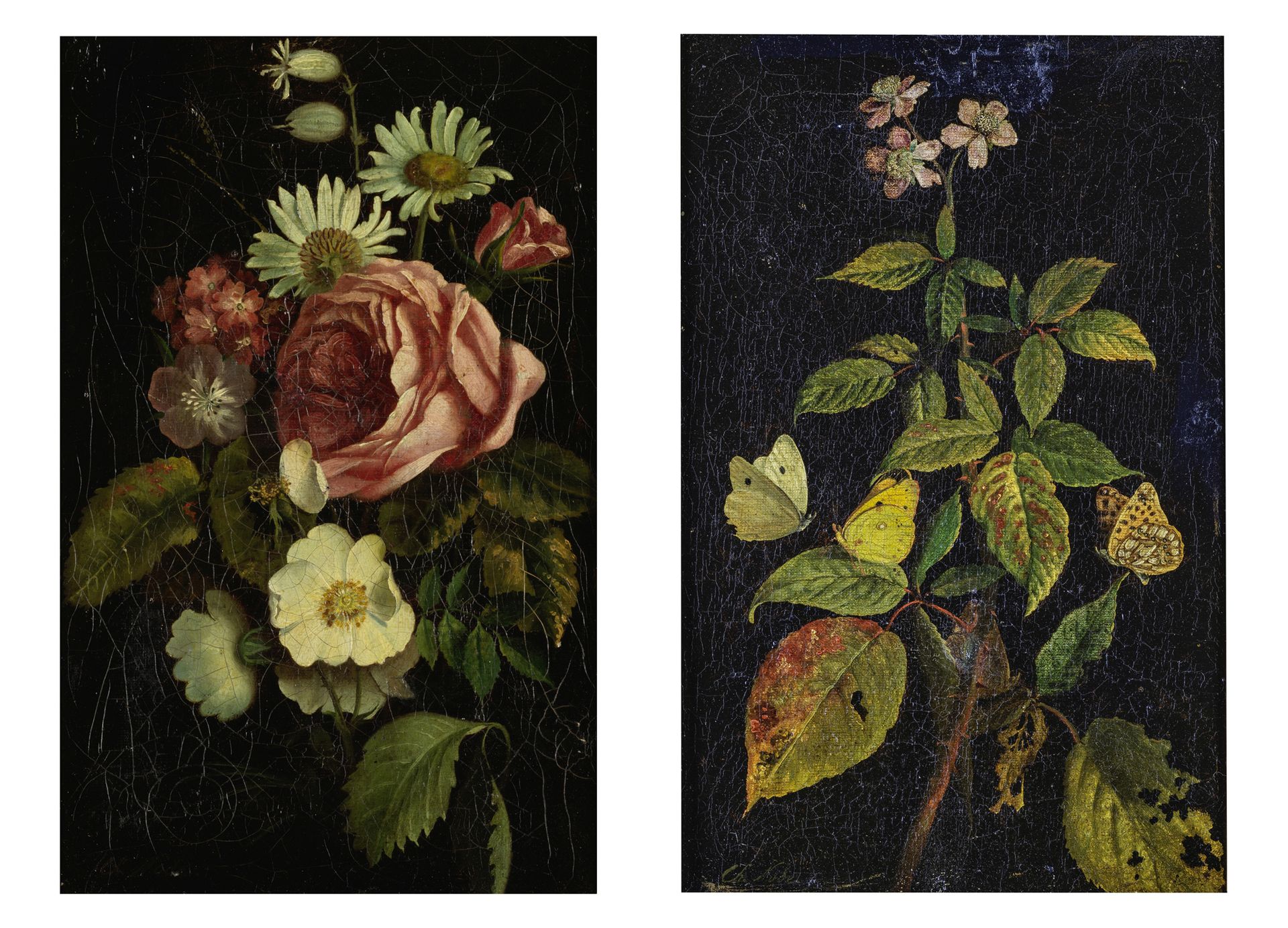 CHARLES-JOSEPH NODE (MARSEILLE 1811-1886) Nature morte aux fleurs; Nature morte &hellip;