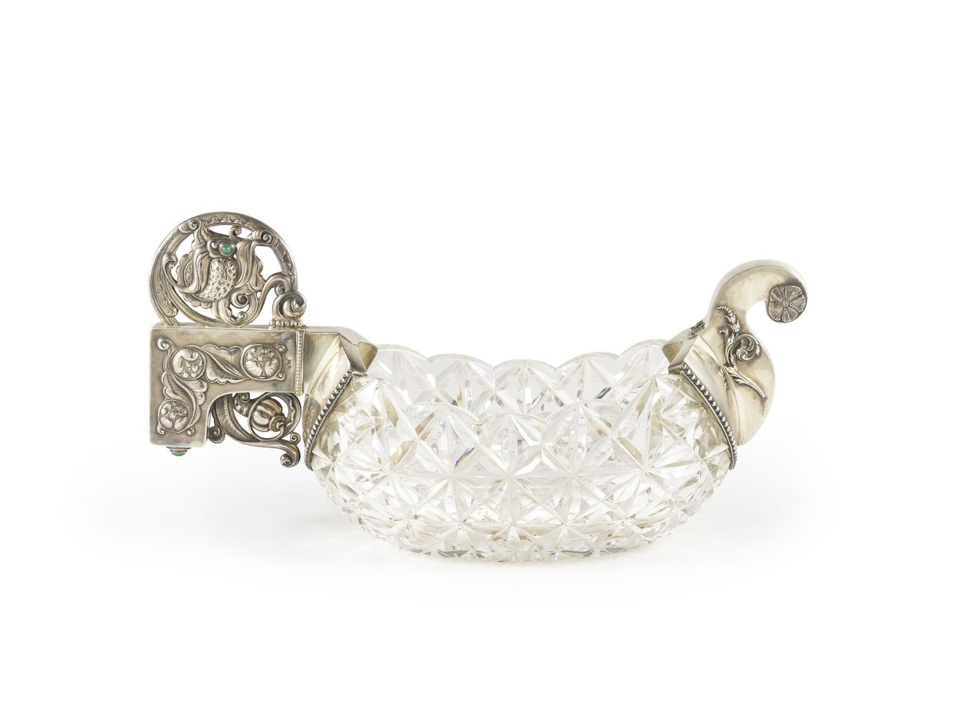 Kovsh en argent 875°/°° et cristal taillé Art Nouveau Kovsh in silver 875°/°° an&hellip;