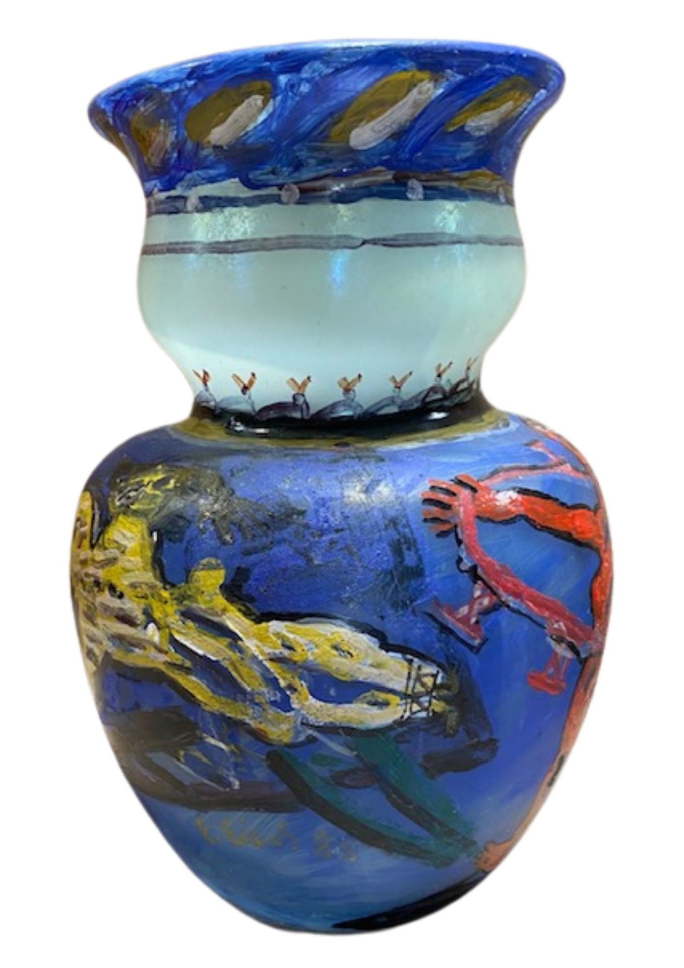 Erwin EISCH. Grand vase 埃尔文-艾斯赫。大玻璃花瓶
由全喷漆玻璃制成
有签名和日期的88'Zeitnehmer 
高：35厘米左右。

&hellip;
