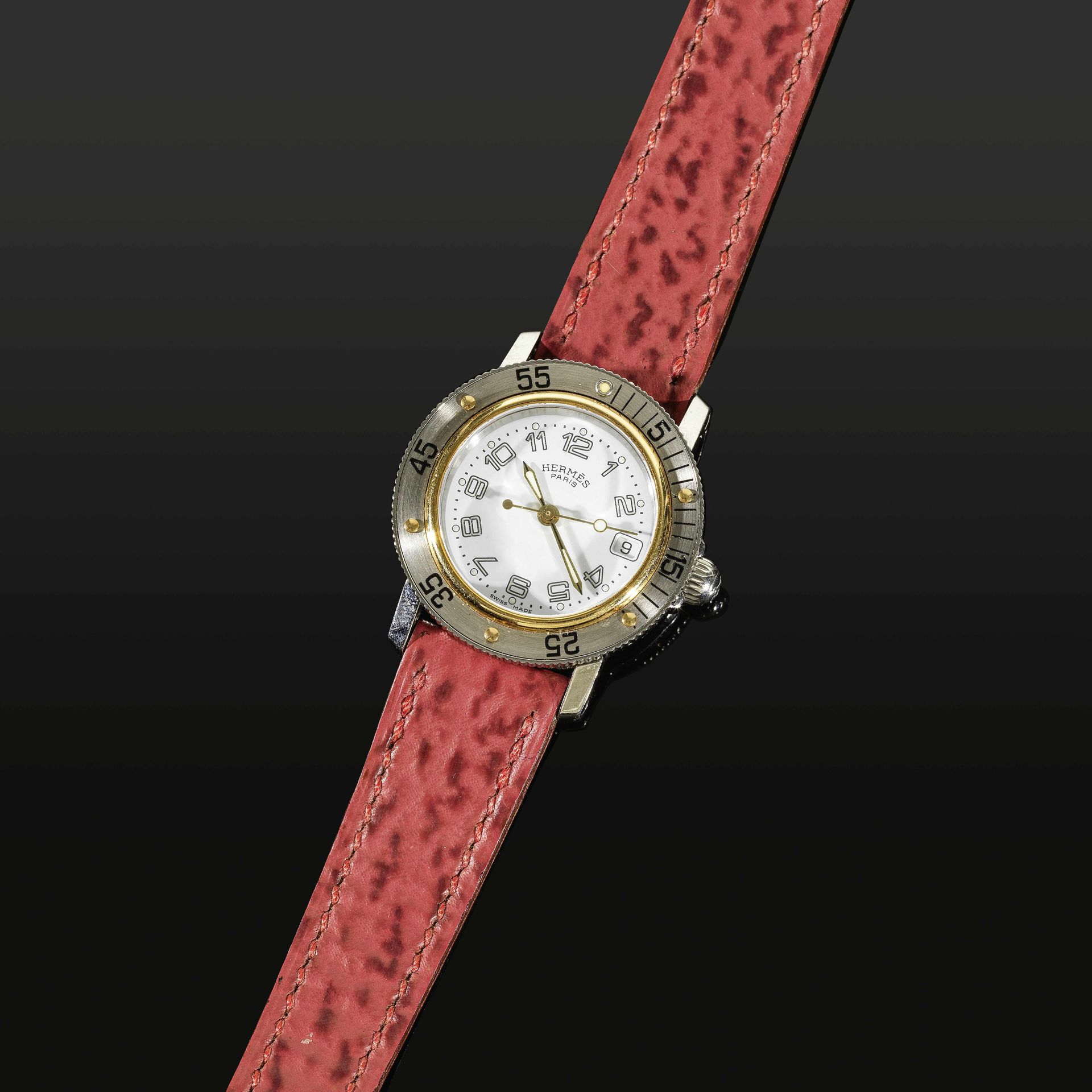 Null HERMES. Lady's watch 'Clipper' quartz
In steel, white background, Arabic nu&hellip;