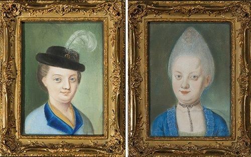 École FRANÇAISE du XXe siècle Portrait d'une femme en costume du XVIIIe siècle P&hellip;