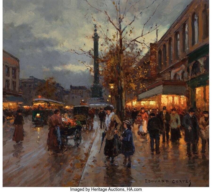 Edouard-Léon Cortès (French, 1882-1969) Place de la Bastille Oil on canvas 18-1/&hellip;