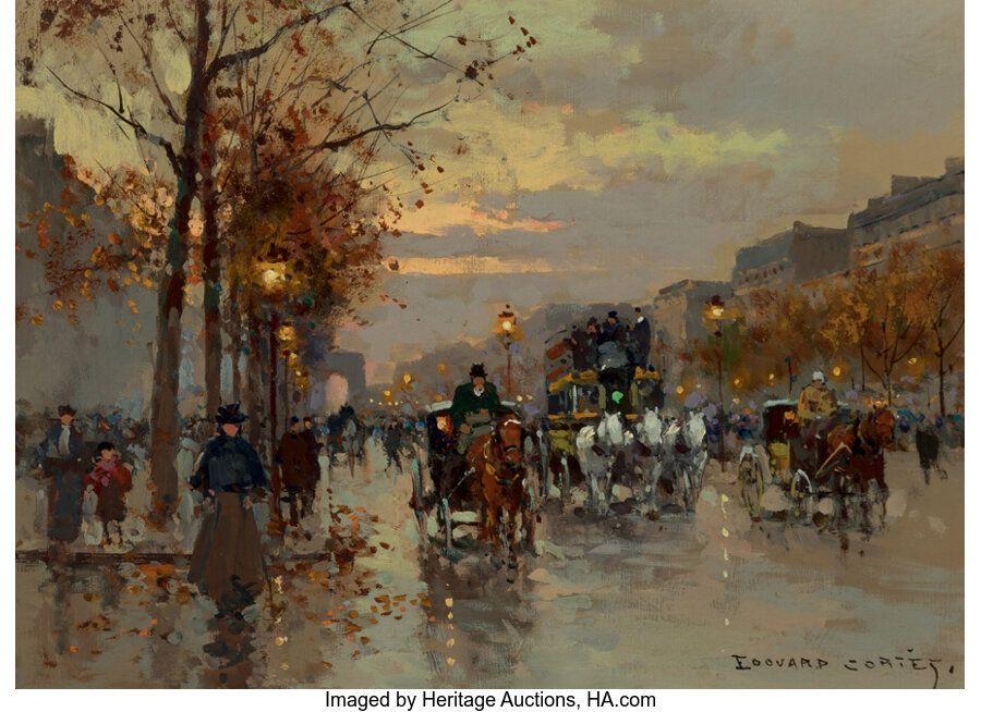 Edouard-Léon Cortès (French, 1882-1969) Avenue des Champs-Elysées, crépuscule Oi&hellip;