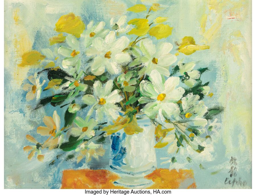Le Pho (French/Vietnamese, 1907-2001) Fleurs Oil on canvas 11 x 14 inches (27.9 &hellip;