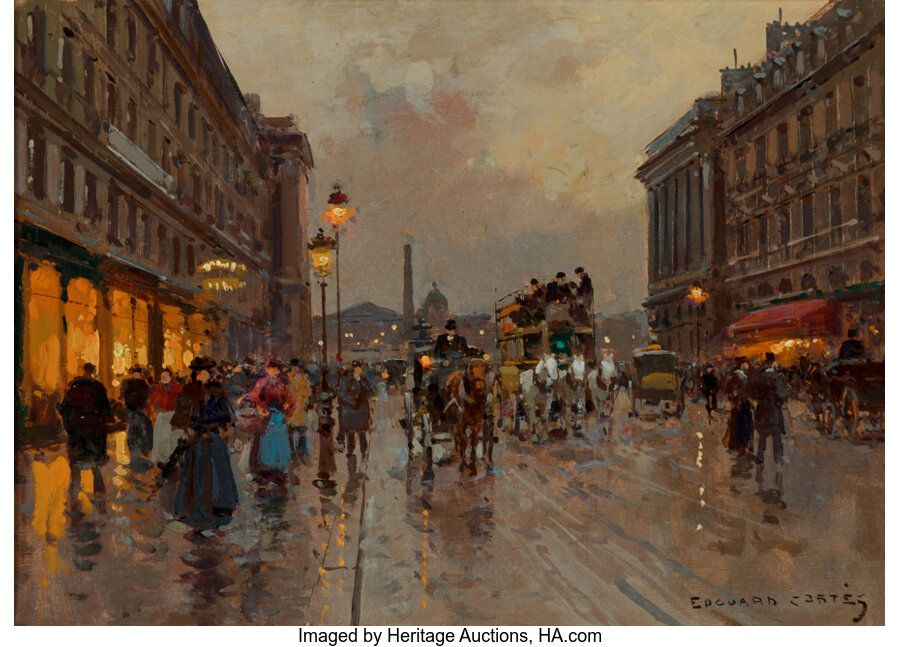 Edouard-Léon Cortès (French, 1882-1969) Rue Royale, Place de la Concorde Oil on &hellip;