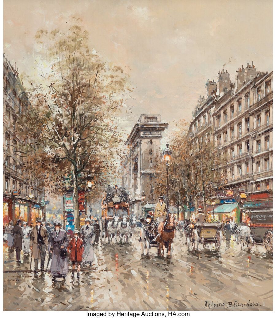 Antoine Blanchard (French, 1910-1988) Porte St. Denis, Paris Oil on canvas 21-1/&hellip;