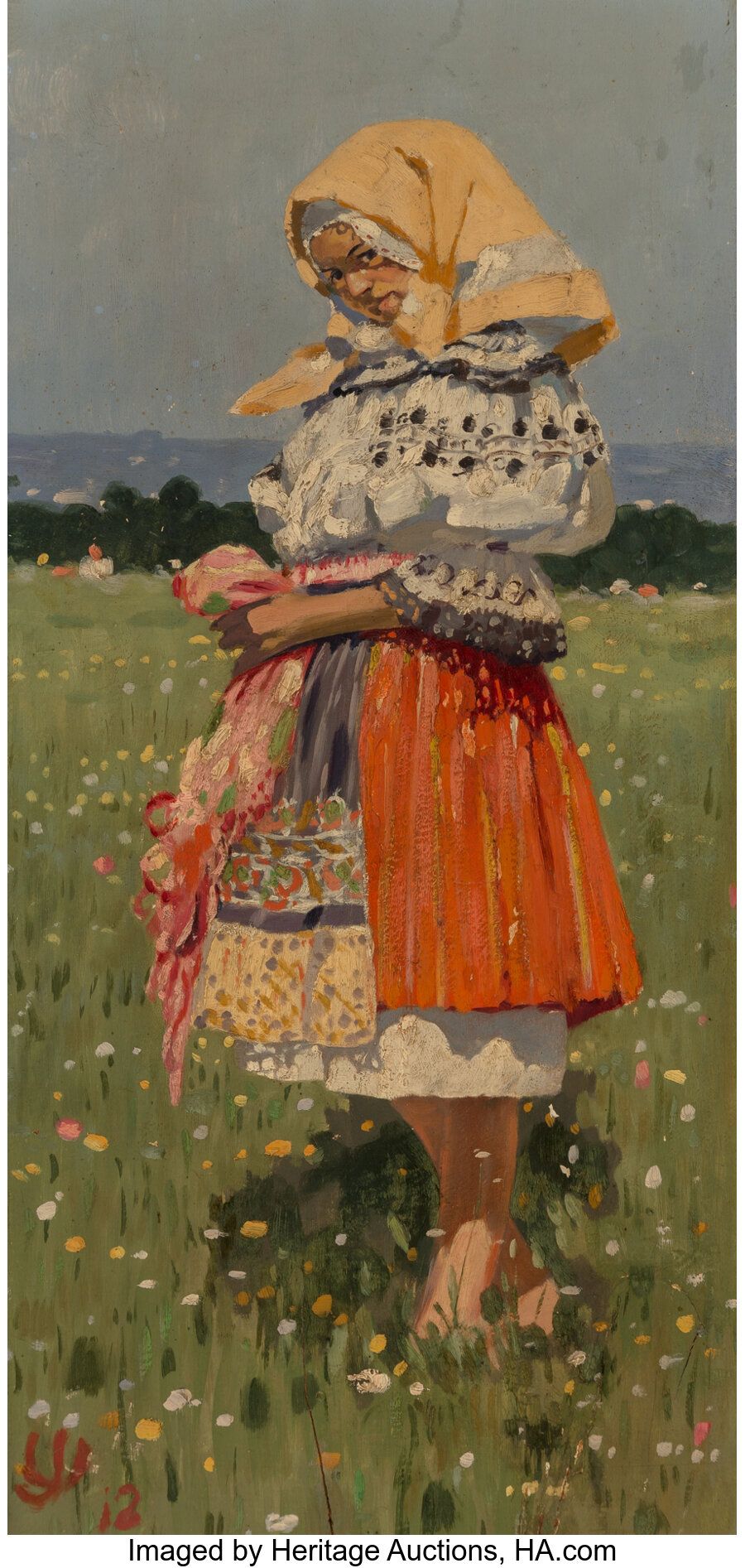Joza Uprka (Czech, 1861-1940) Slovácké devce (Slovak girl), 1912 Oil on panel 20&hellip;