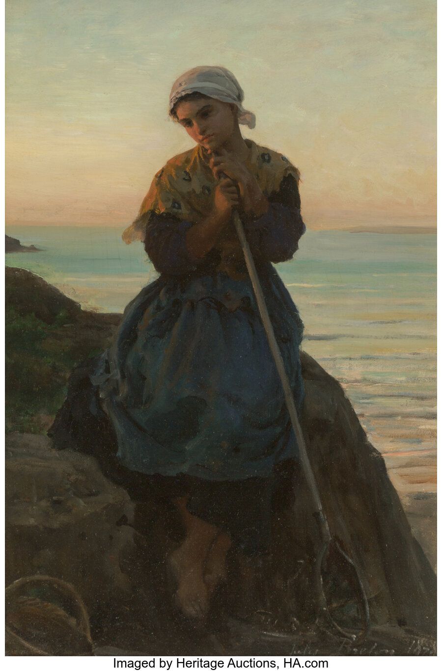 Jules Adolphe Aimé Louis Breton (French, 1827-1906) Jeune pêcheuse bretonne, Dou&hellip;