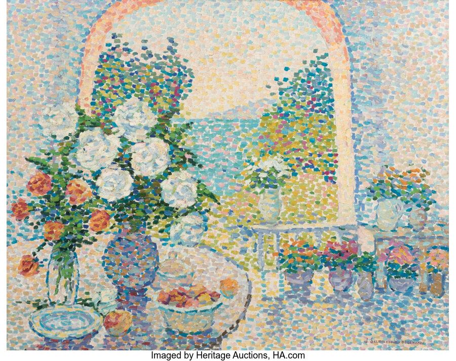 Jeanne Selmersheim-Desgrange (French, 1877-1958) Fleurs sur la terrasse à Saint &hellip;