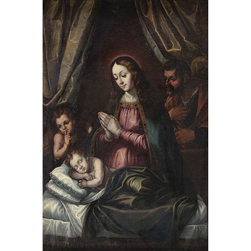 ESCUELA ESPAÑOLA, S. XVII Vierge du silence . Huile sur toile. À comparer avec l&hellip;
