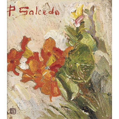 PETRY SALCEDO (Bilbao, 1907-1995) Fleurs . Huile sur táblex signée. Taille : 34 &hellip;