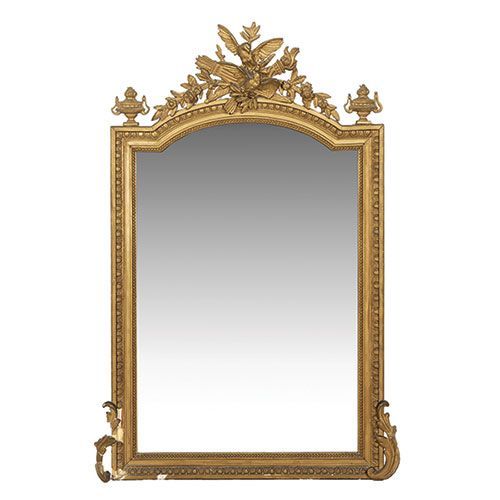 Null Miroir en bois stuqué et doré, fin du XIXe siècle. Dommage. Dimensions : 13&hellip;