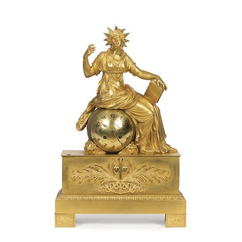 Null Pendule de table en bronze doré au mercure, de style Empire, France, premie&hellip;