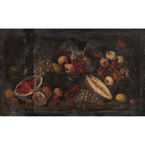 Null Nature morte aux fruits. Huile sur toile S. XIX (dommage). Dimensions : 57 &hellip;