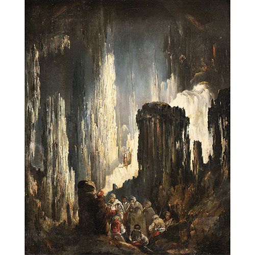 CLAUDIO SILVA (Sevilla,?-Barcelona,1867) Arabes dans une grotte . Huile sur toil&hellip;