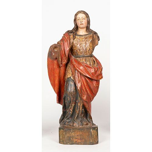 ESCUELA ITALIANA SS. XVIII-XIX Saint . Sculpture en bois sculpté et polychrome. &hellip;