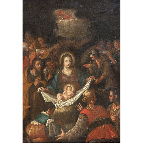 ESCUELA ESPAÑOLA, S. XVII Adoration des bergers . Huile sur toile. Dimensions : &hellip;